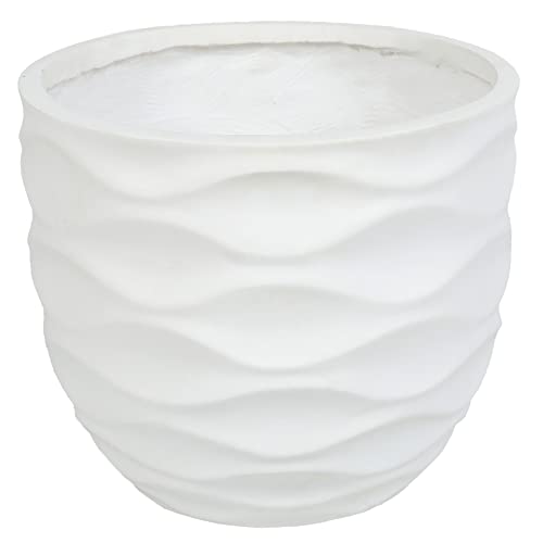 White Fiber Stone Waves Pot