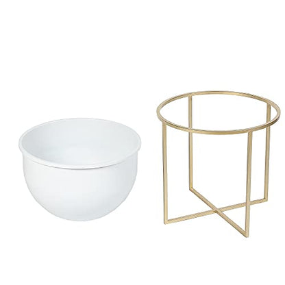 LuxenHome Two Piece White Metal Cachepots