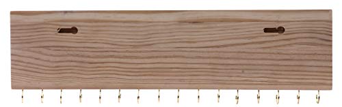 SANY DAYO HOME Hanging Jewelry Organizer Wall Mounted Rustic Pine Wood Jewelry Holders with 16 Necklace Holders, Shelf, Bracelet Rod, Glass Jar for Girl and Women (16 x 5 x 4 in, White)