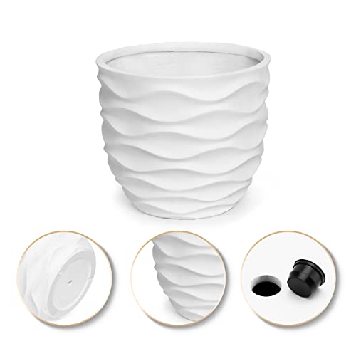 White Fiber Stone Waves Pot
