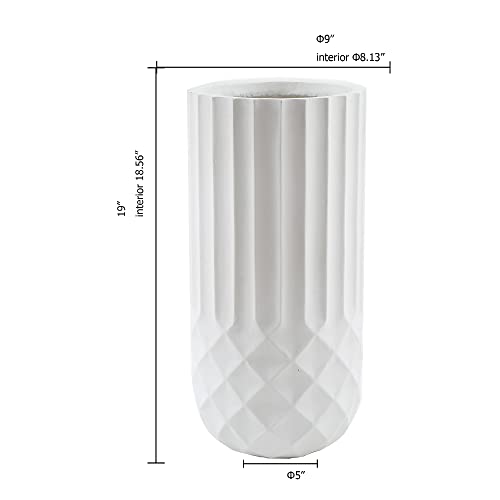 LuxenHome White 19in. Tall Round MgO Planter