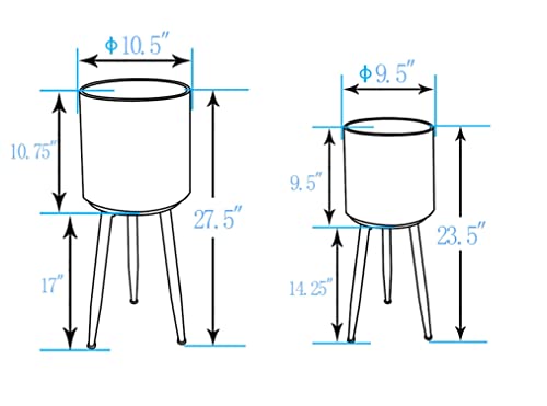 LuxenHome 2pc Metal White Planters with Metal Legs