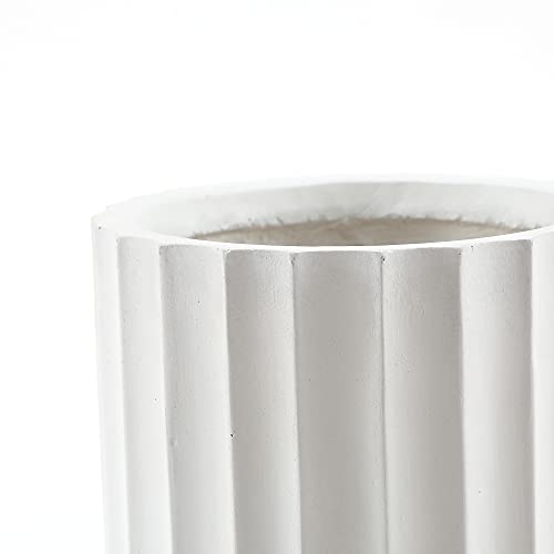 LuxenHome White 19in. Tall Round MgO Planter