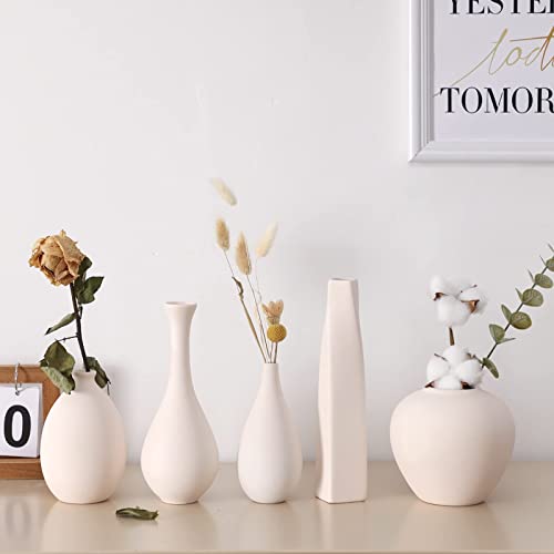 6 Small Ceramic White Modern Vases