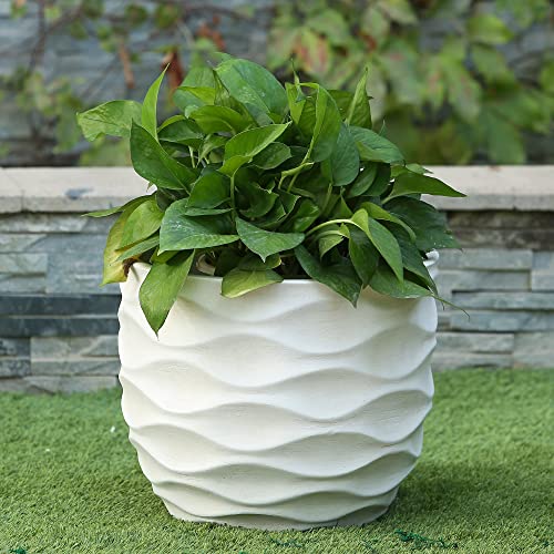 fiberstone pot planter White Fiber Stone Waves Pot