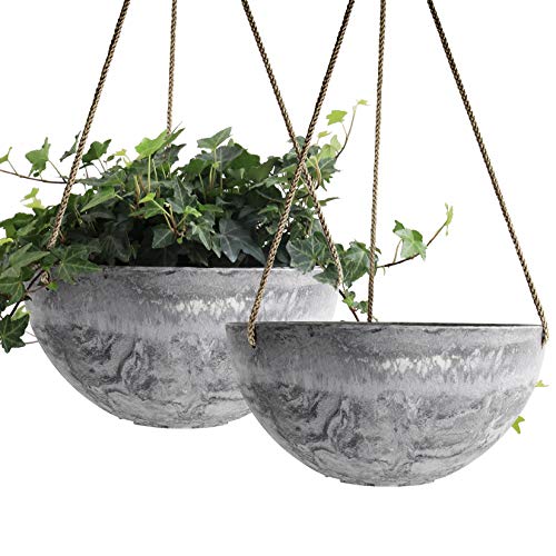 large hanging planter outdoor Marble Finish Hanging Flower Planter