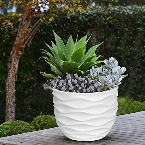 White Fiber Stone Waves Pot