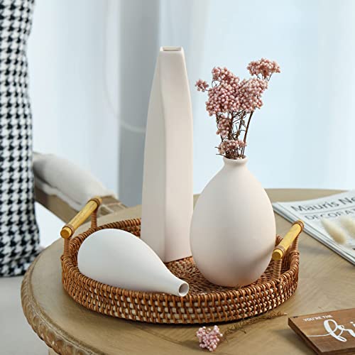 6 Small Ceramic White Modern Vases