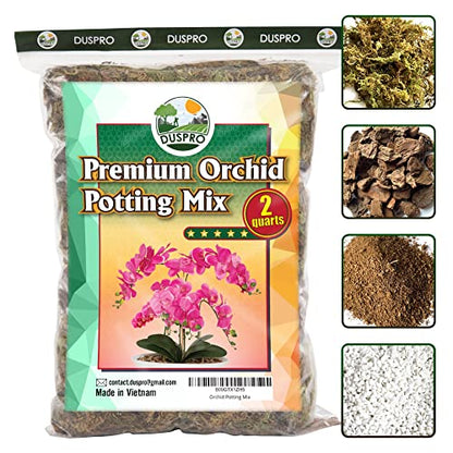 DUSPRO Orchid Potting Mix with Moss Pine Bark Mulch Perlite Stone & Coco Peat Natural