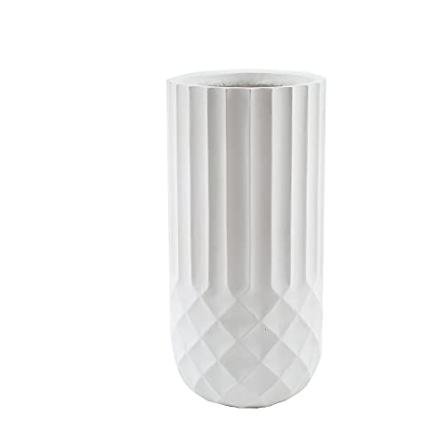 LuxenHome White 19in. Tall Round MgO Planter