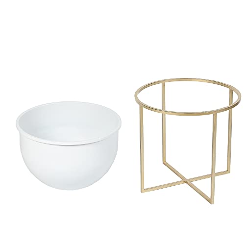 LuxenHome Two Piece White Metal Cachepots