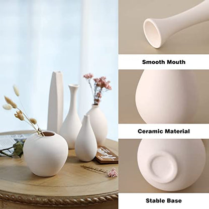 6 Small Ceramic White Modern Vases