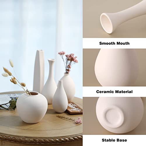 6 Small Ceramic White Modern Vases – Fleurings