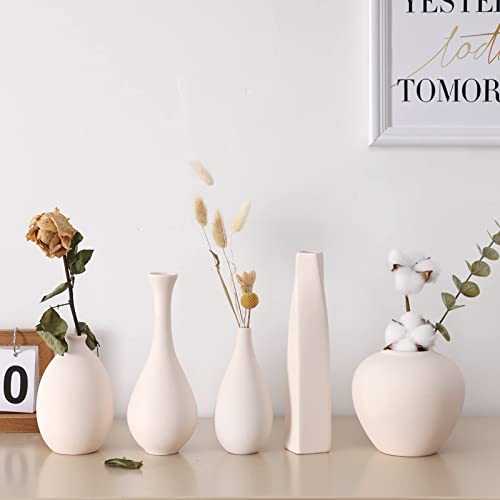 6 Small Ceramic White Modern Vases – Fleurings