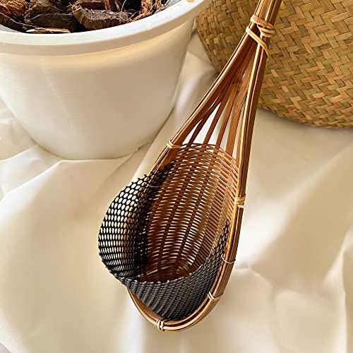 PANWA Handmade 100% Thai Bamboo Woven 4 Inch Hanging Orchid Basket - Set of 3 Multi-Purpose Bird Nest Style Plant Hangers for Gazebo - Indoor/Outdoor Flower Planter (Natural Brown)