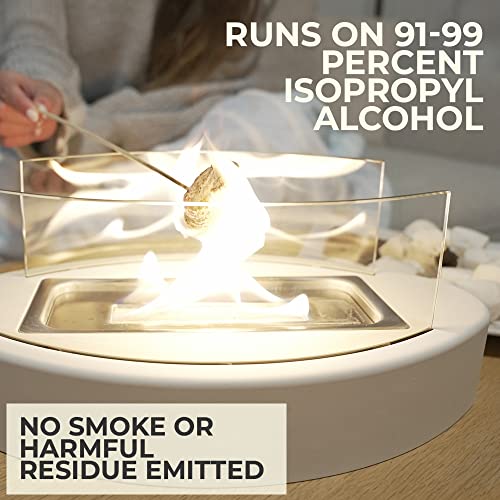 SAVGE Tabletop Fire Pit - 90+ Min Burn, Mini Personal Indoor Outdoor Fire Bowl, Tabletop Fireplace, Smores Maker – Odorless and Smokeless Fire Pit for Parties, Smores and Home Decor (Metal, White)