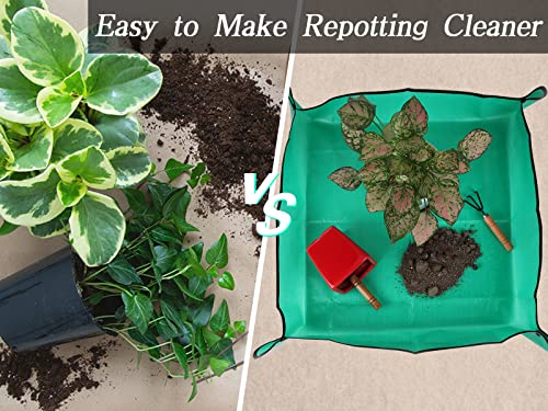 Plant Repotting Mat for Indoor Plants Potting Soil, Foldable Waterproof Plant Repotting/Potting Tray, Portable Potting Mat Gardening Tray for House Plants Succulents (26.8" x 26.8")