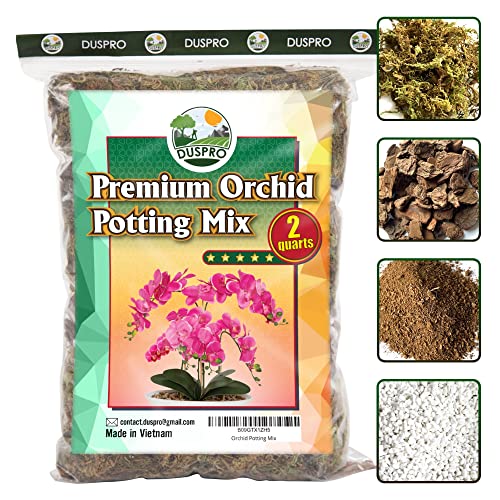 DUSPRO Orchid Potting Mix with Moss Pine Bark Mulch Perlite Stone & Coco Peat Natural