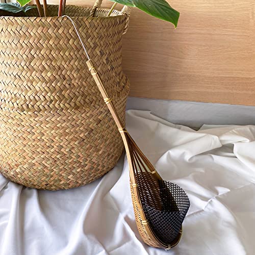 PANWA Handmade 100% Thai Bamboo Woven 4 Inch Hanging Orchid Basket - Set of 3 Multi-Purpose Bird Nest Style Plant Hangers for Gazebo - Indoor/Outdoor Flower Planter (Natural Brown)